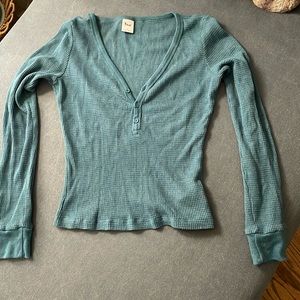 Sexy sporty TNA French blue thermal v neck top S 💋